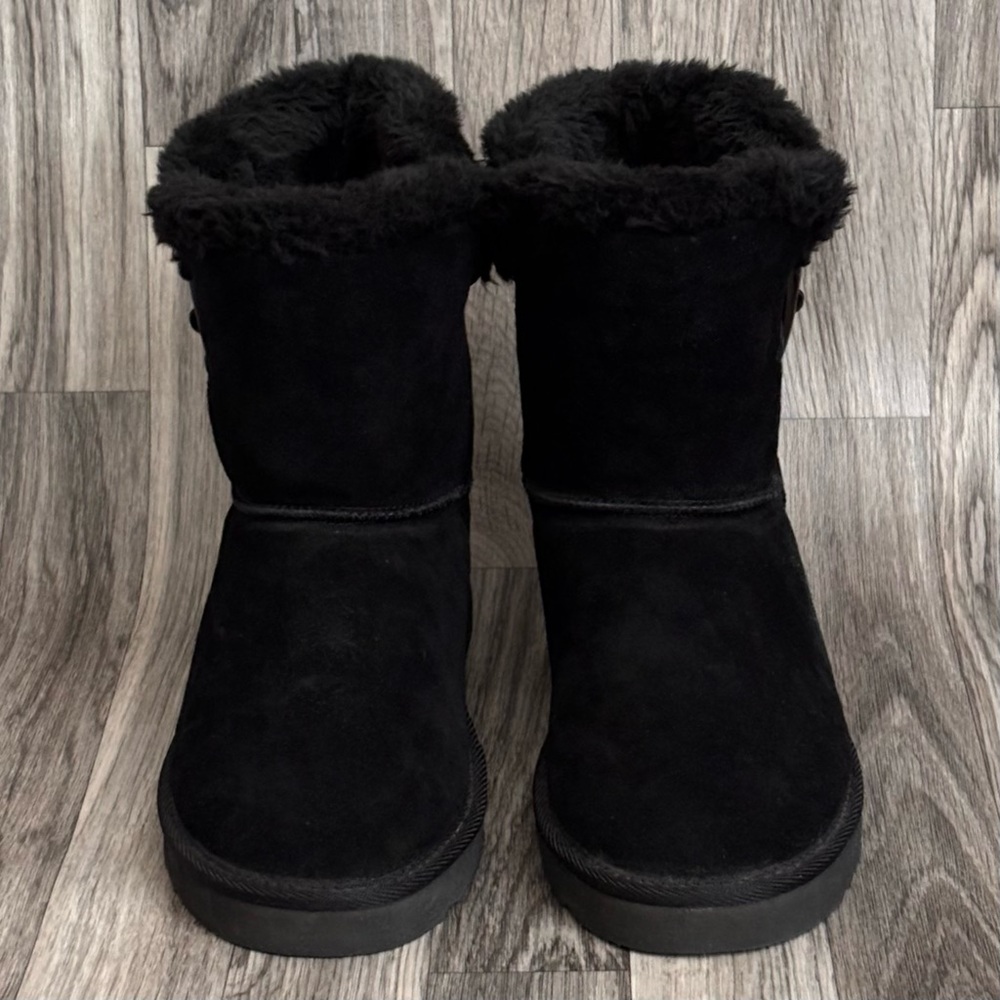Style & Co's genuine suede faux fur pull-on short boots Size 9 Black